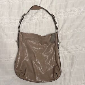 Coach grey-TaupeLeather Shoulder Bag